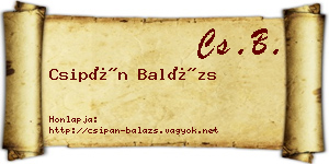 Csipán Balázs névjegykártya